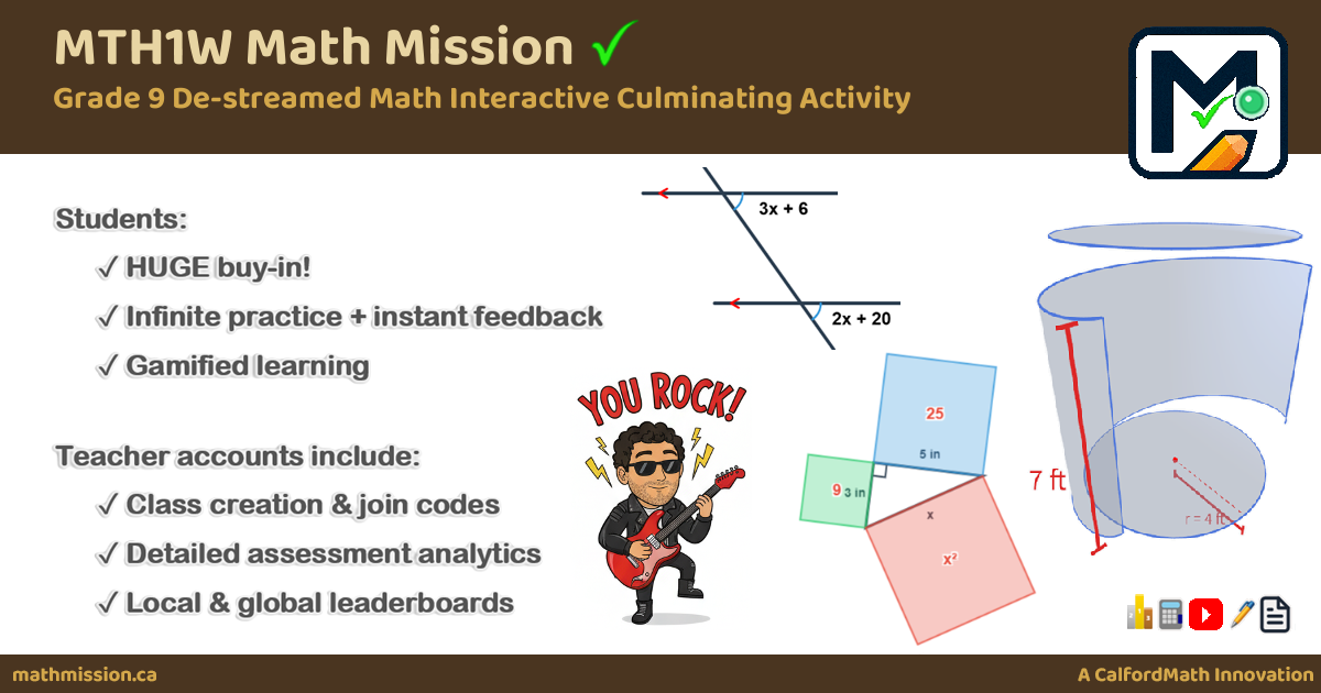 MTH1W Math Mission - Grade 9 De-streamed Math